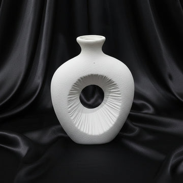 Nordic Textured Ceramic Donut Vase