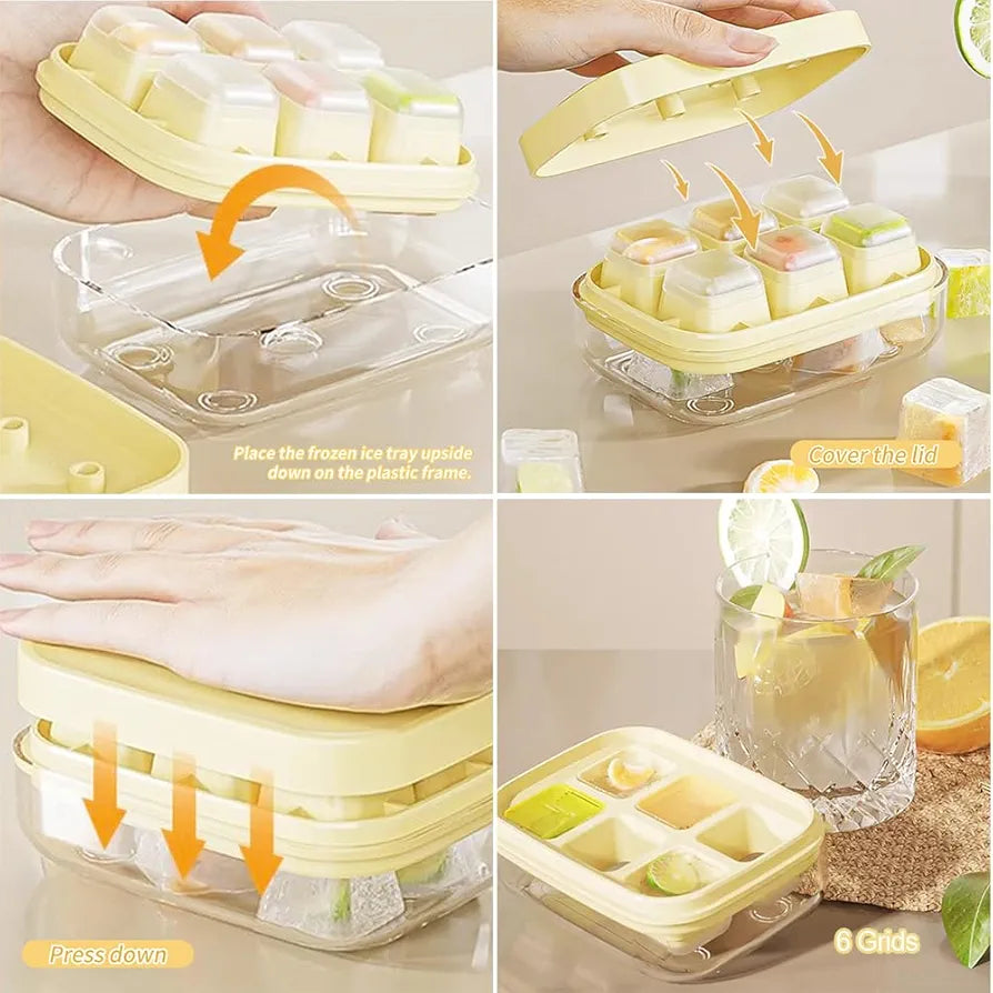 Mini 6-Grid One-Press Ice Cube Maker with Storage Box - My Store