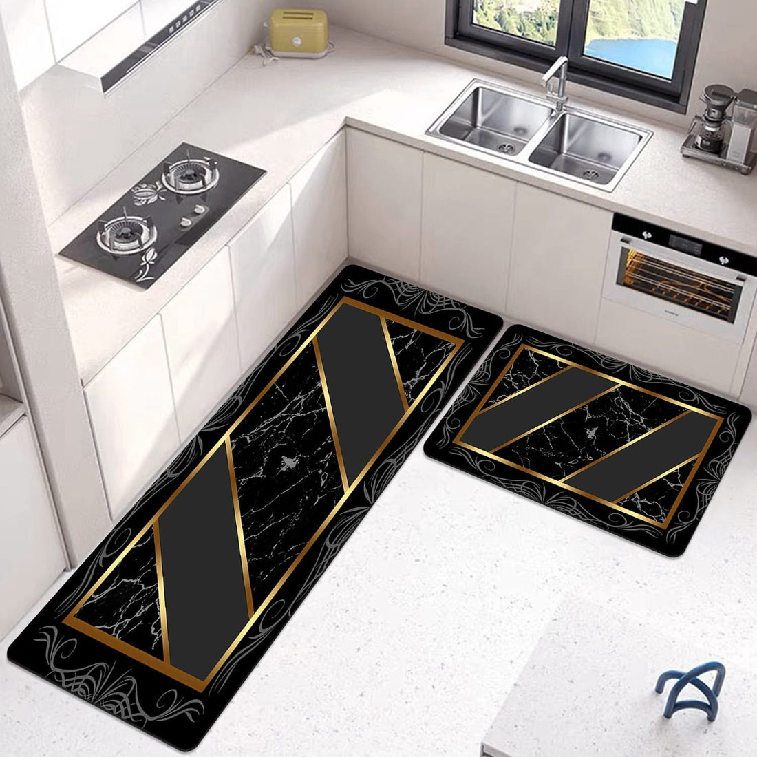 2-Piece Large Runner & Mat Set – Elegant Napa Leather Finish with Anti-Slip Base - My Store