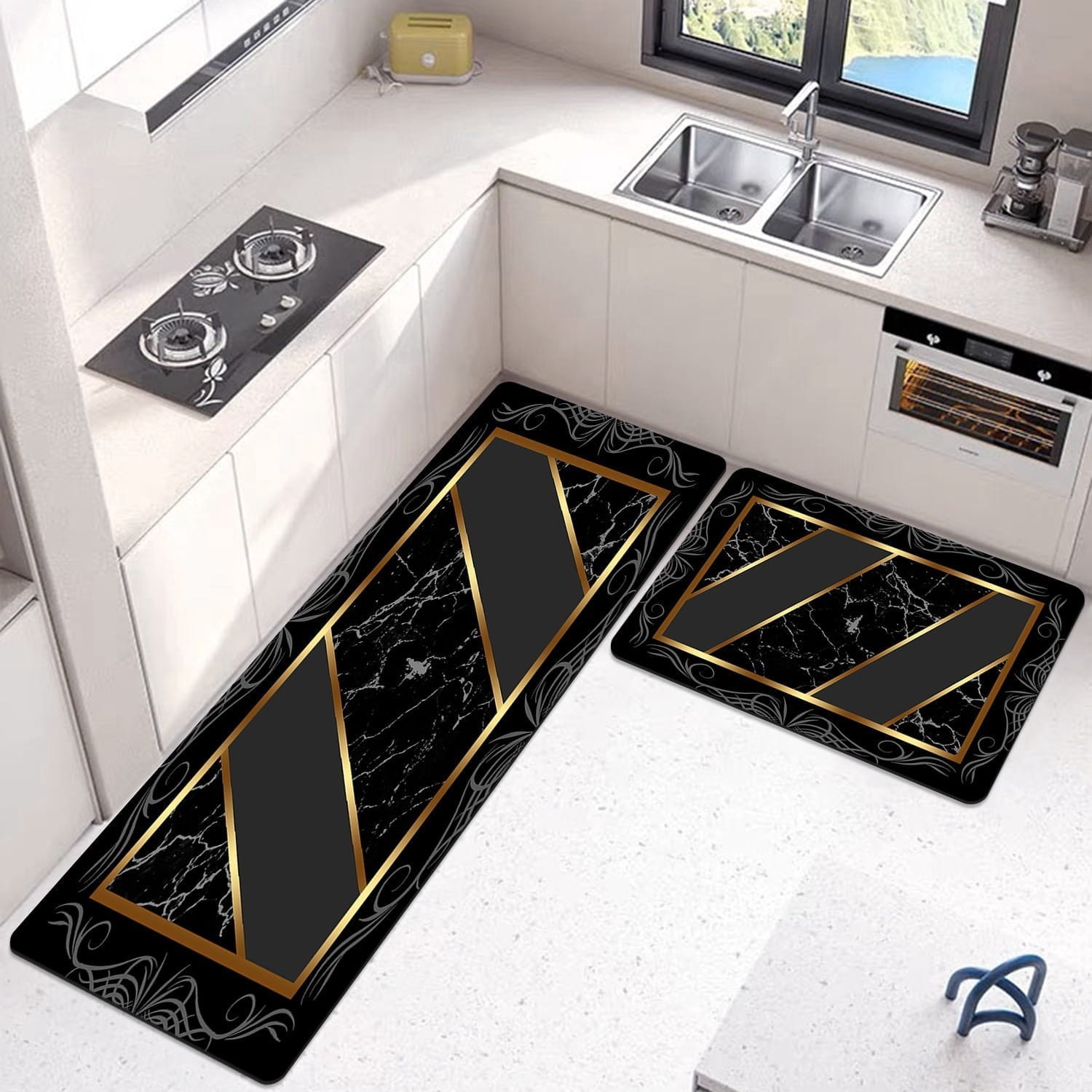 2-Piece Large Runner & Mat Set – Elegant Napa Leather Finish with Anti-Slip Base - My Store