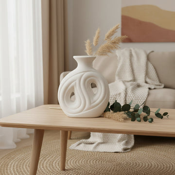 Abstract Swirl Dual-Cutout Ceramic Vase