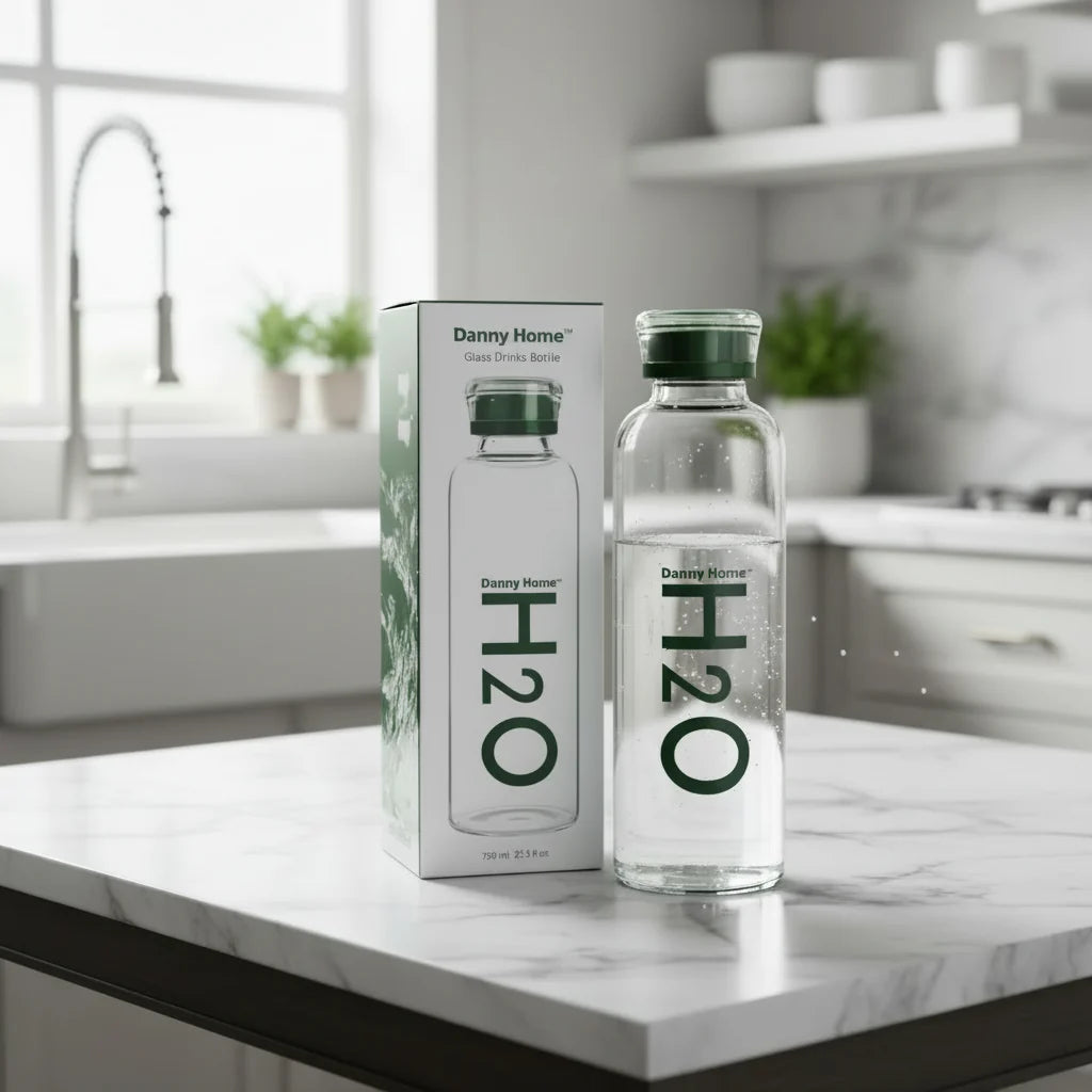 Danny Home™ H2O Premium Borosilicate Glass Water Bottle – 750ml