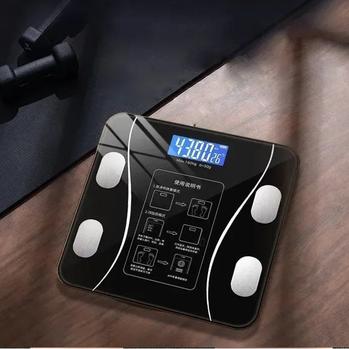 Smart Bluetooth digital body fat scale with USB charging and LED display